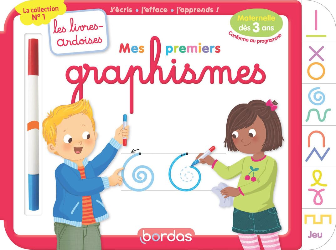 Les livres-ardoises - Mes premiers graphismes: Avec 1 feutre effaçable 2 couleurs
