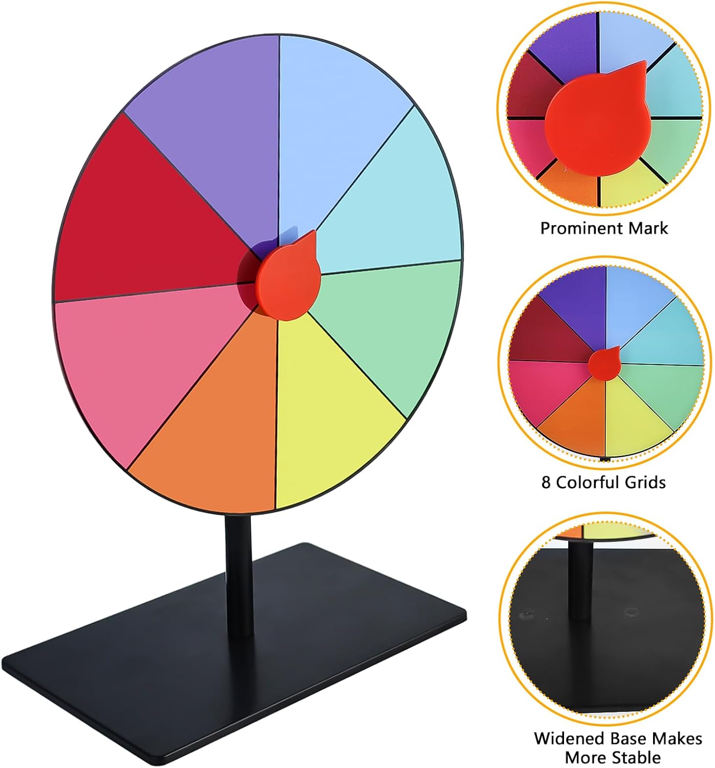 WVD 7.8inch Spinning Wheel, 8 Color Plinko Game Board Large, with Writing Pen,Easy to Clean Prize Wheel,Desktop Roulette Wheel, Party, Birthday, Games and Events - Image 3