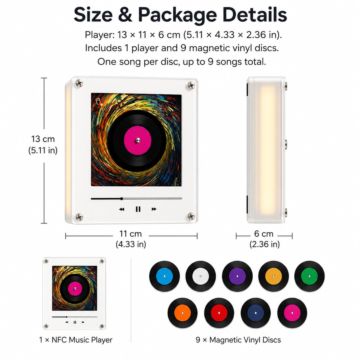 Portachiavi Frigo Personalizzato Lettore Musicale NFC, Ricarica USB-C