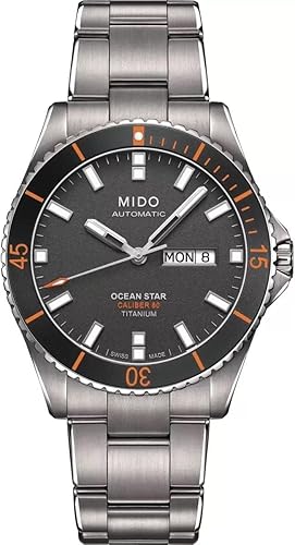Mido Ocean Star Captain V M0264304406100 Reloj automático analógico de titanio gris y plateado para hombre Reloj de buceo
