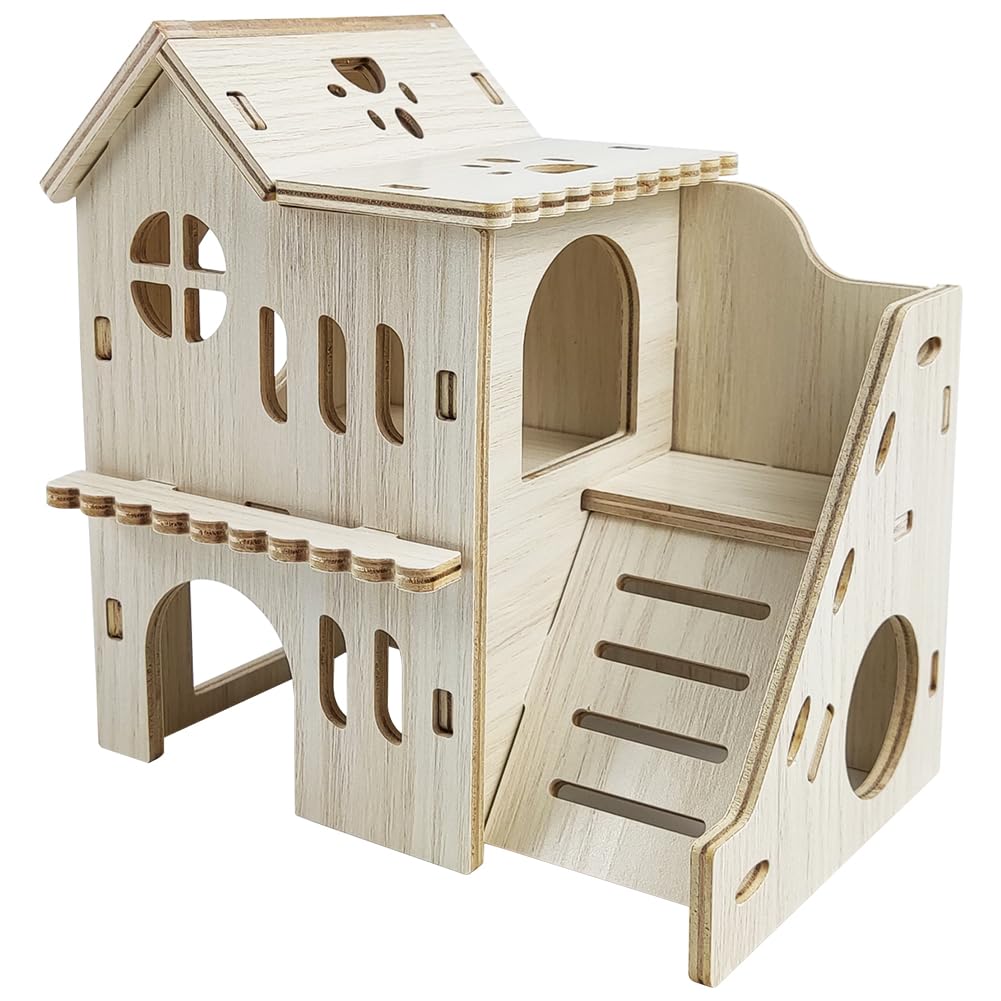 UDTGYELF Casa de hámster, Casa Hamster, Casa de hámster con Escalera de Escalada para hámsteres Gerbils Ratones o Mascotas de tamaño Similar (18 * 11,5 * 17 cm)