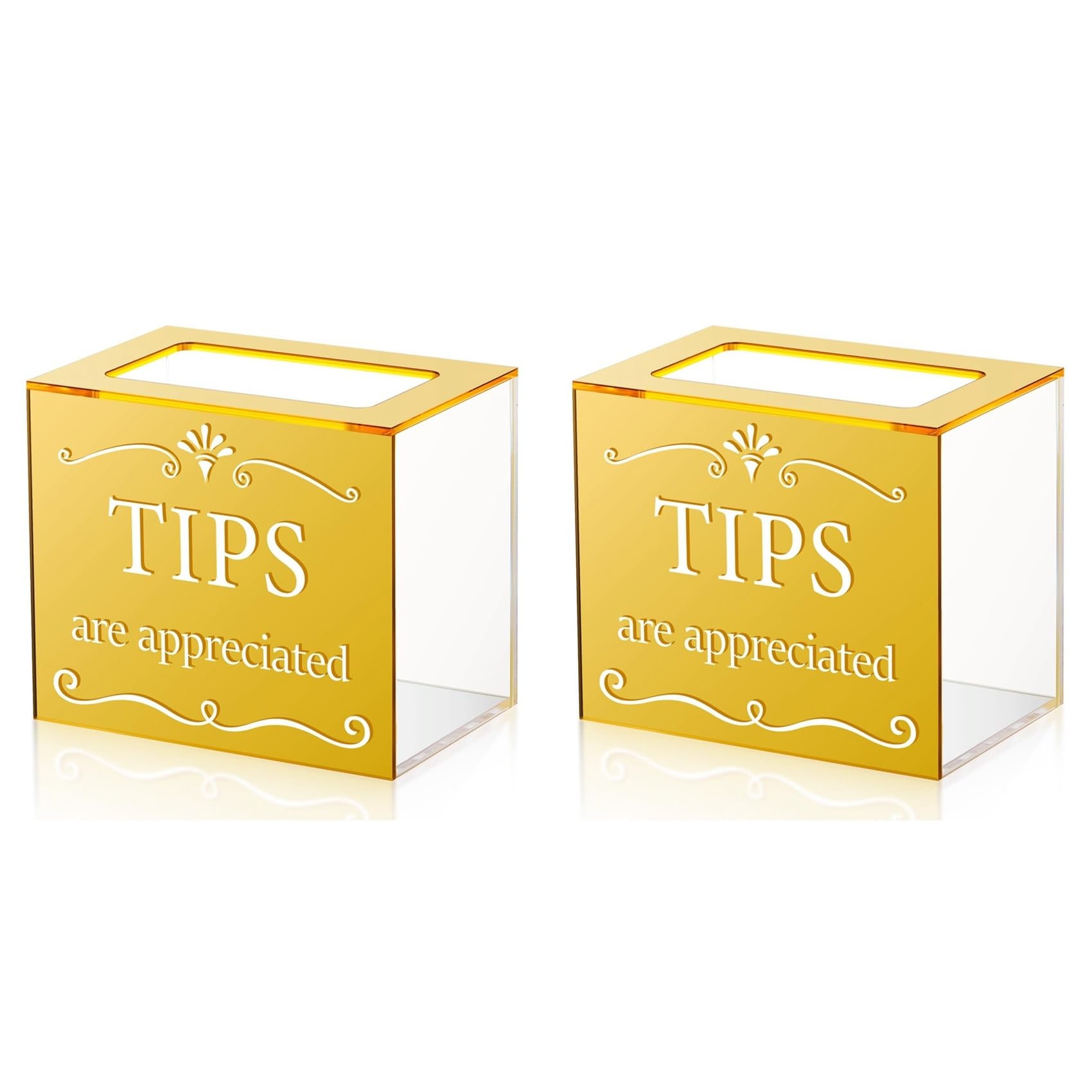Jnchdghwa 2X Tip Jars for Money Acrylic Tip Cash Box Donation Tip Bucket Storage Container Suggestion Box Raffle Cash Box