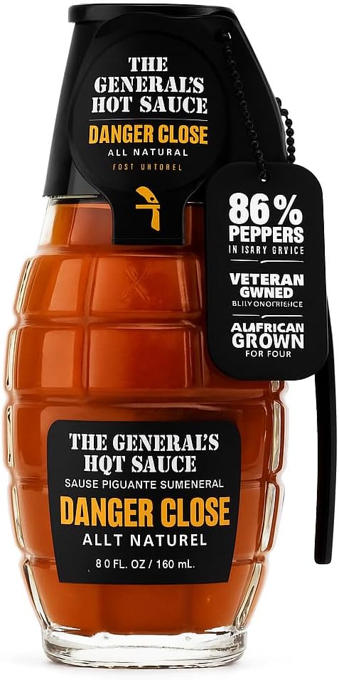 The Generals Danger Close Hot Sauce – Cayenne & Habanero Grenade Bottle (177 ml / 6 fl.oz.)