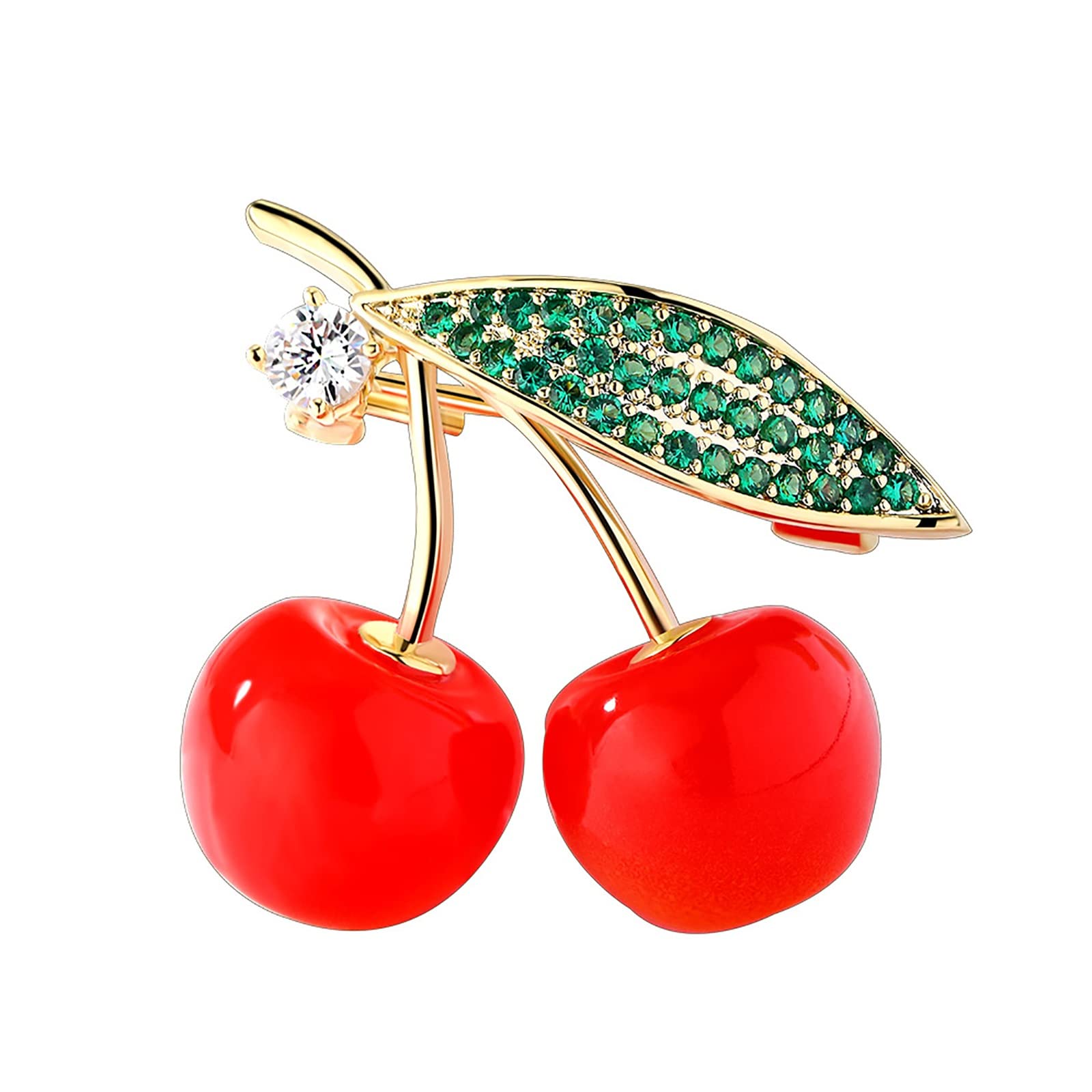 FOUNCY Red Cherry Brooch Personalised Fruit Corsage Women's Pin