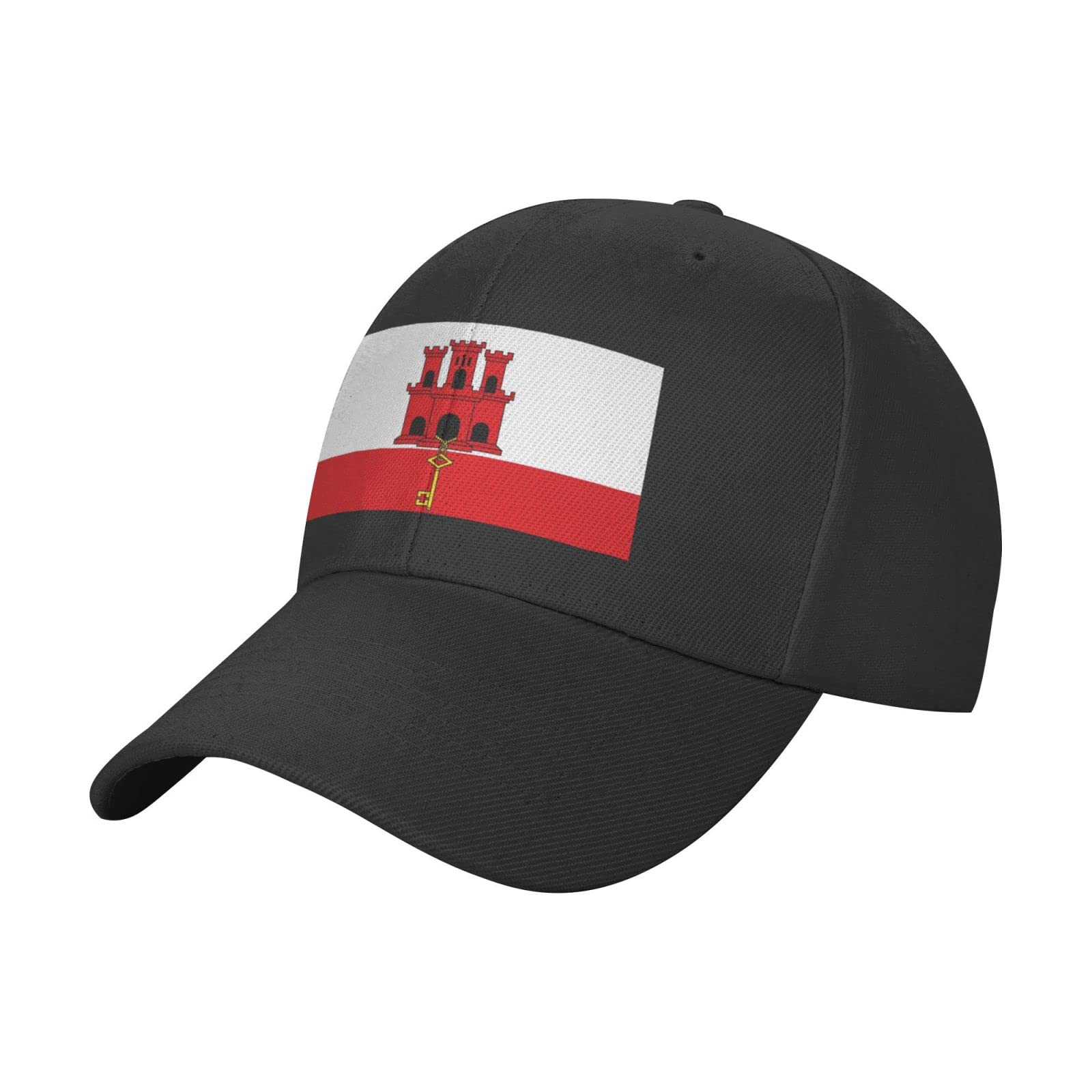 Rfshop Unisex #1834 Flag Of Gibraltar Png Baseball Cap Adjustable Sports Hat Black Patriotic Dad Trucker Hat