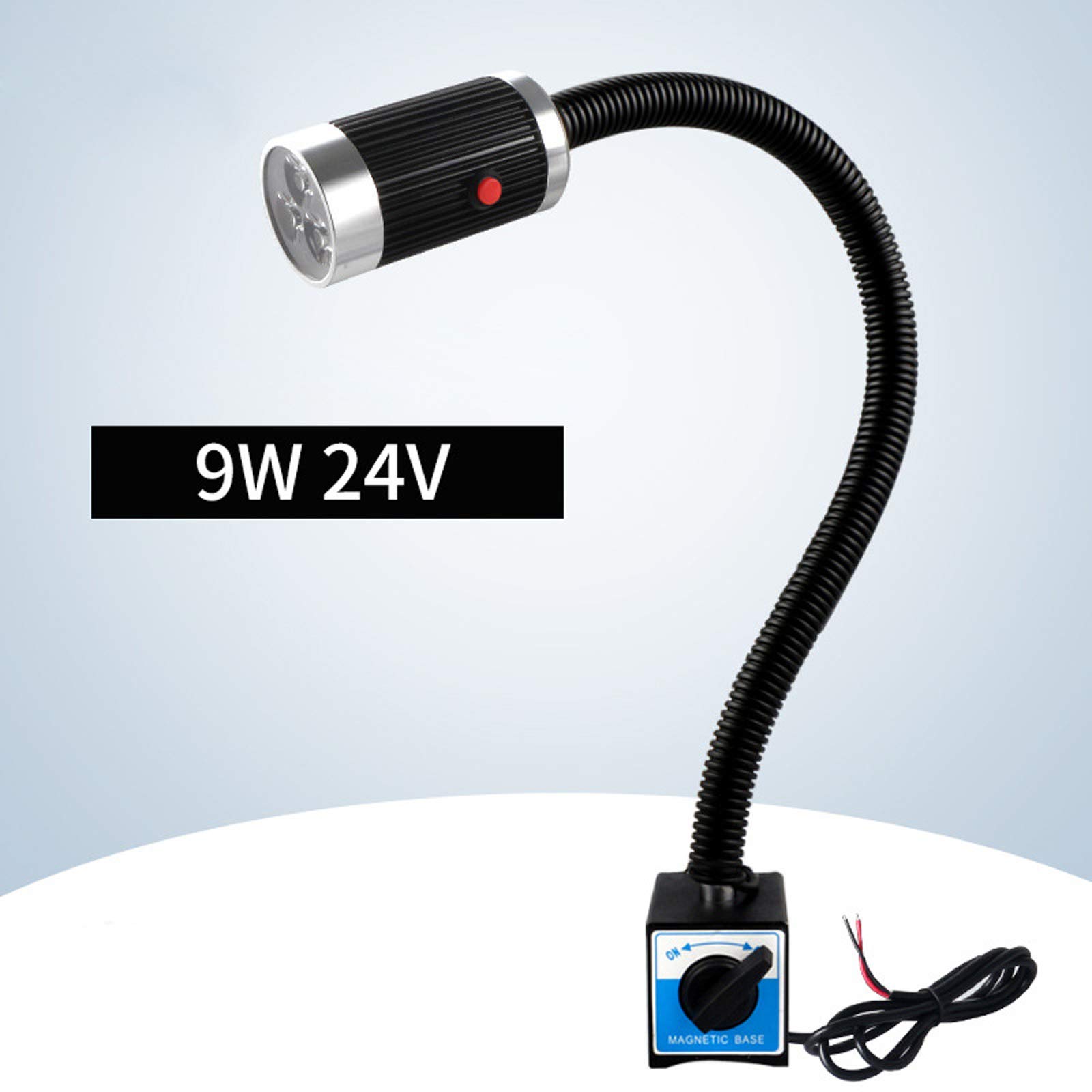 9W LED Luce del lavoro della macchina 24V 1080lm Multifunzione 360° Rotazione Flessibile Lampada da Lavoro a Collo di Cigno con Base Magnetica per Macchine Utensili Torni
