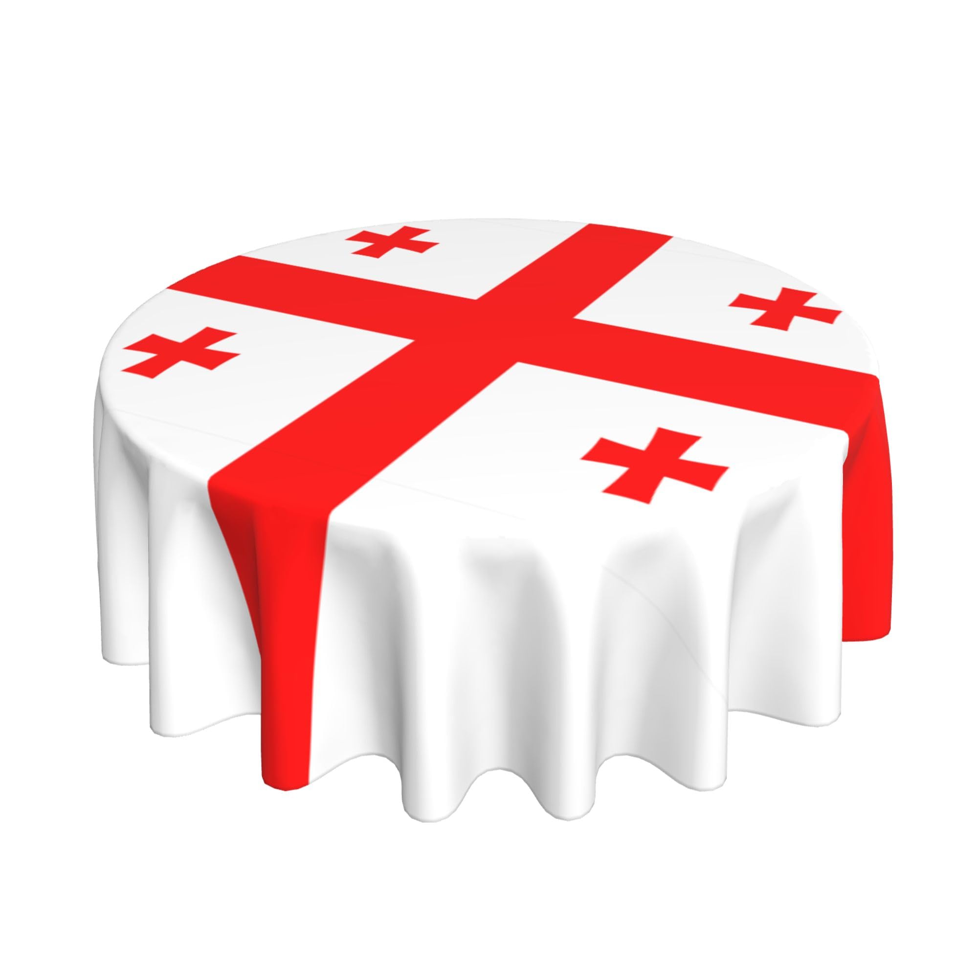 HLBSDM Georgian Flag 60" Restaurant Circle Decor Tablecloth Festive Table Cover Round Art Desk Cloth