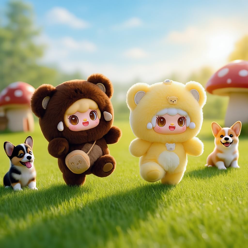 Yooki Cute Plush Pendant Blind Box,Random Vinyl Dolls Surprise Birthday Gifts,Single Mystery Box-Take A Bite of Bear Series: Single Box