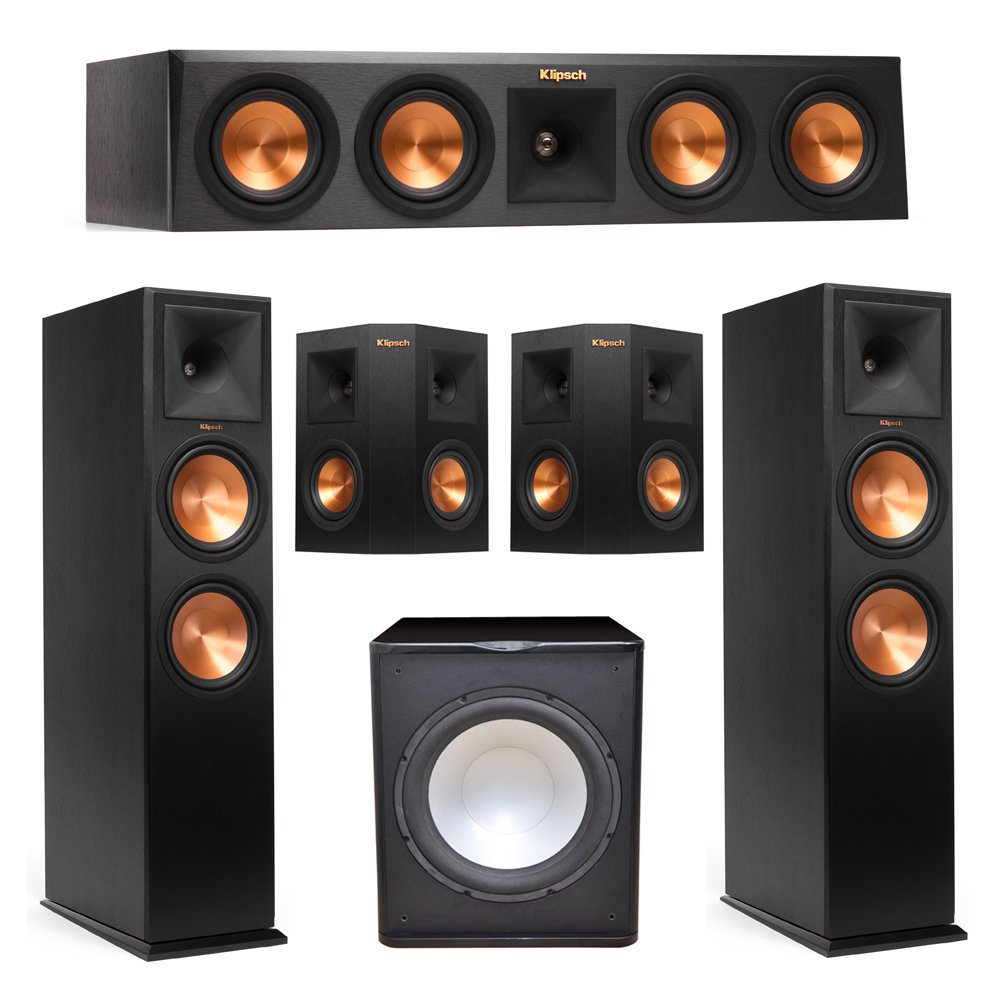 Klipsch 5.1 System with 2 RP-280F Tower Speakers, 1 RP-440C Center Speaker, 2 Klipsch RP-240S Surrou