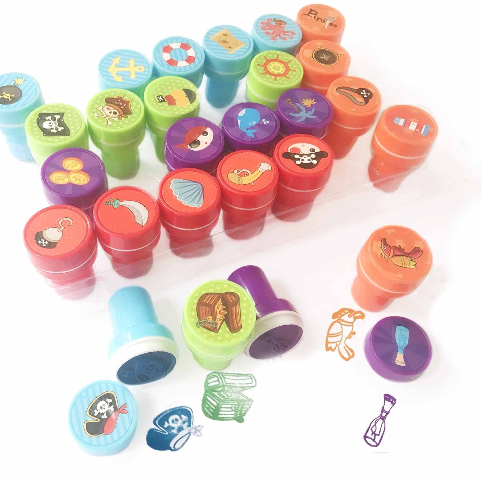 26 Pcs Self Ink Stamps for Kids, Mini Stamper Set for Children's Party Favors Birthday Parties School (Pirate Stamps)