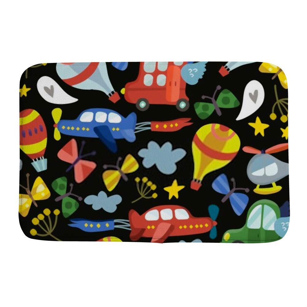 Tapis de bain antidérapant en polaire corail 50x80 cm motif voiture