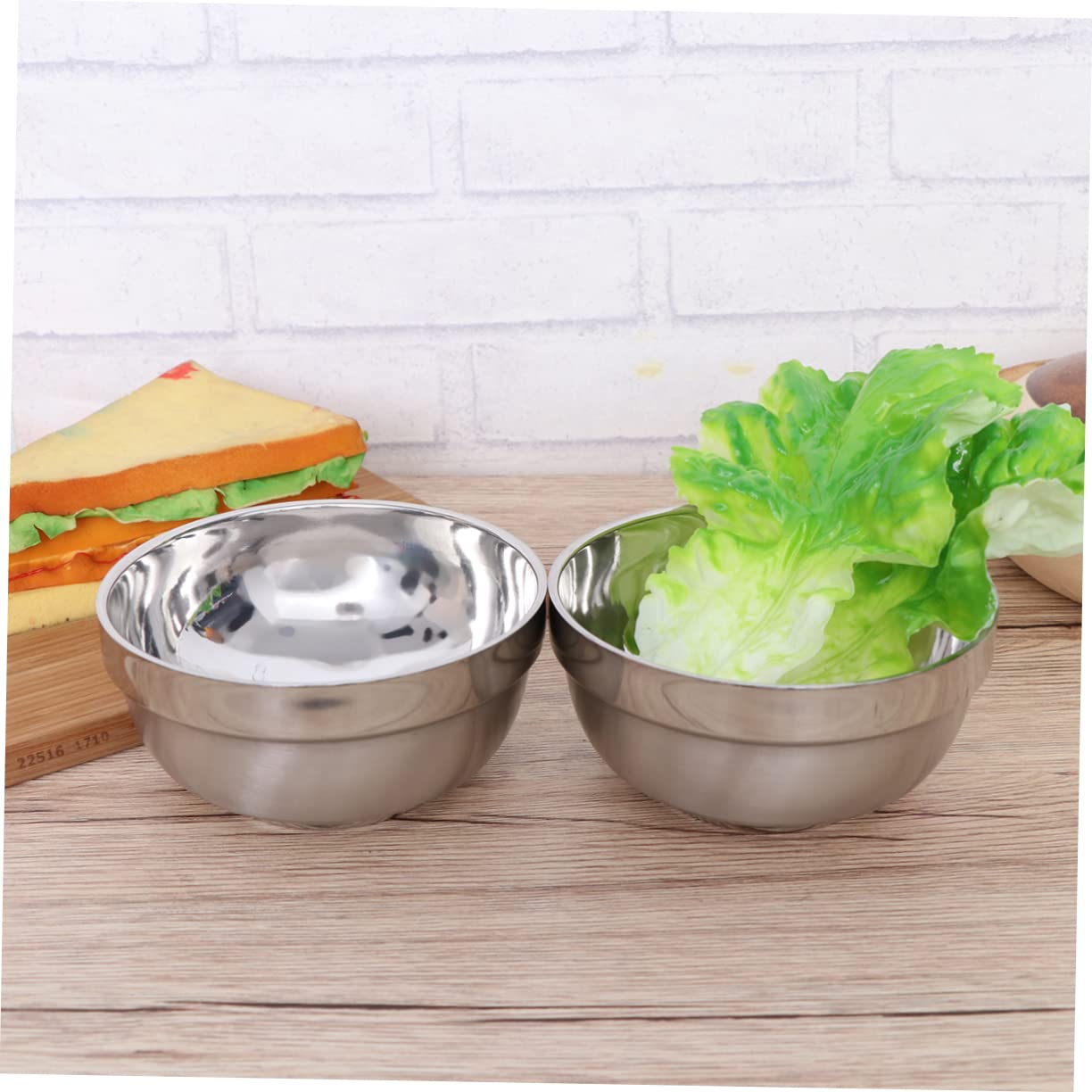 BESTYASH 6Pcs Double Layer Insulated Stainless Steel Bowls for Hot Rice Bowls Dinnerware for Family Meals for Soup and Snacks