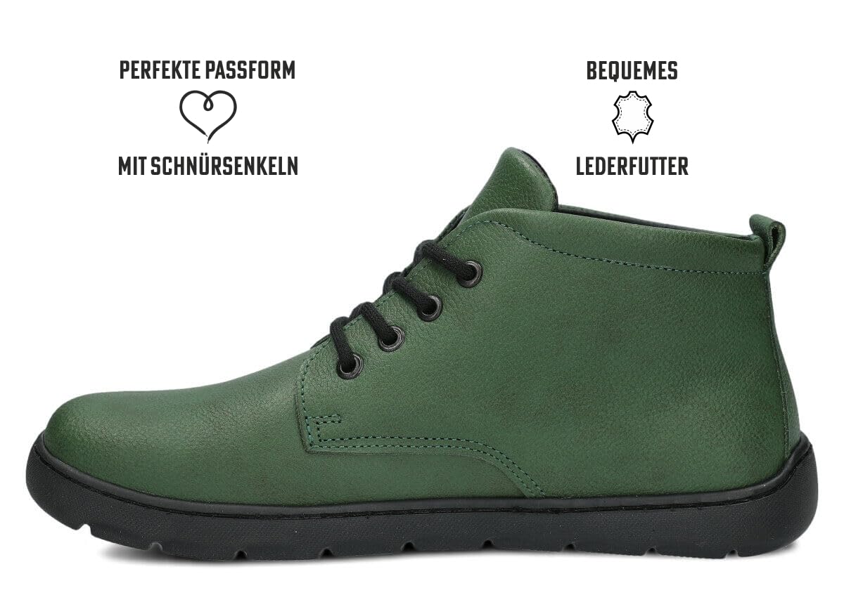 NAGABA 631 - Orthopädische Weit Stiefeletten Damen - Barefoot Inspiriert für Frauen – Boots Damen – Echtleder, Flache Schuhe, Lederschuhe mit Leder-Einlegesohle - Breite oder Hallux-Füße – Knöchelhoch