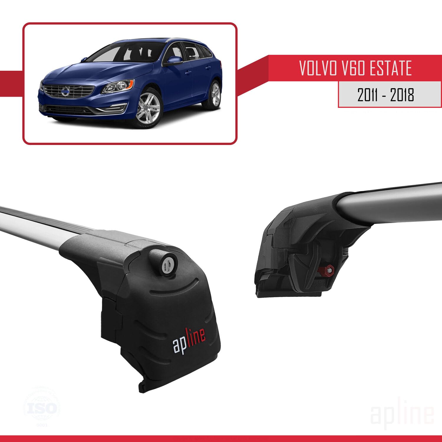 Accessorypart Compatible With Volvo V60 2010-2018 ACE-2 Type Car Roof Rack Cross Bar Black Aluminium Bars, Cargo Racks - Canada - View #5