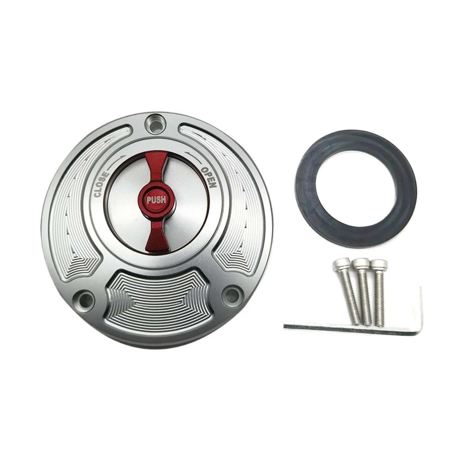 Korek wlewu paliwa do motocykla Pasuje do Yamaha FZ6 FZ6R FZ1 R1 R6 R6S CNC pokrywa zbiornika paliwa gazowe aluminium Keyless akcesoria motocyklowe(Sliver Red)