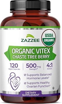 Zazzee USDA Organic Vitex Chasteberry, 120 Vegan Capsules, 4 Month Supply