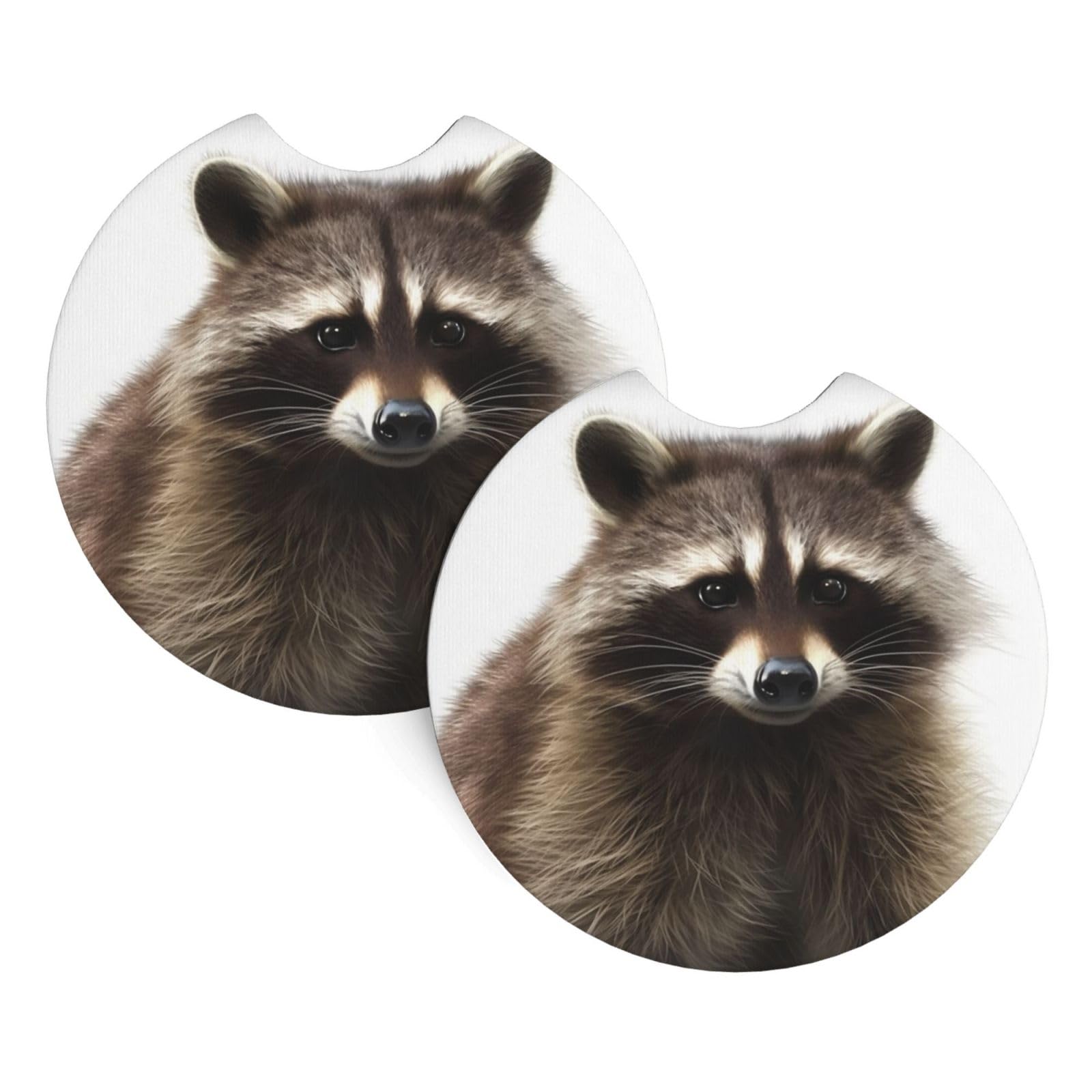 2PCS Car Coaster for Cup Holders Universal Auto Cup Mat Hairy Raccoon Cup Coaster Pad 2.7" Waterproof Neoprene Non-Slip Cup Holder Coasters Car Interior Accessories for Women Men