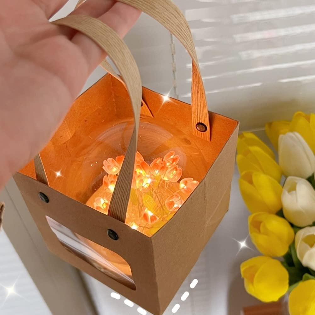 Tulp Lamp Lights Table Lamp Desk Lamp Led Simulation Tulip Night Light with Vase, Table Lamp Ornaments for Home Living Room Desktop Decor for Home Decor,Yellow