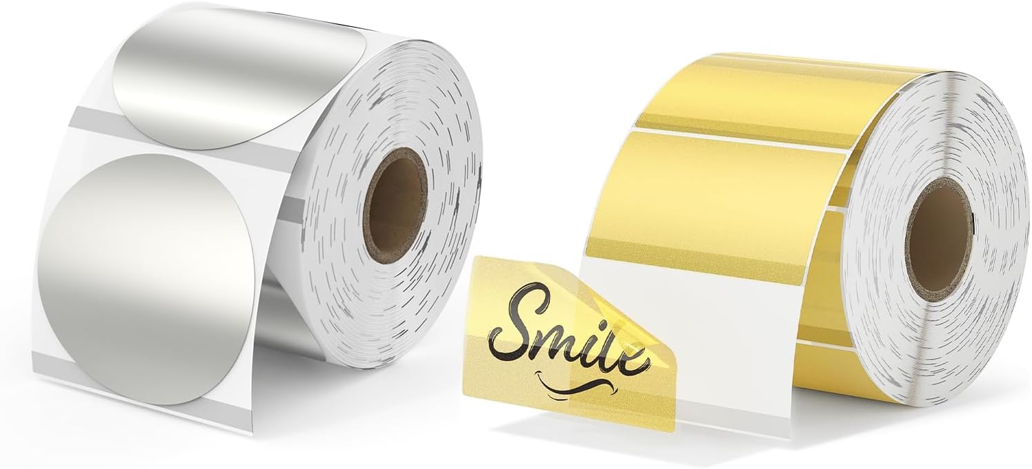 MUNBYN Sliver Thermal Sticker Labels Circle 2 Inch