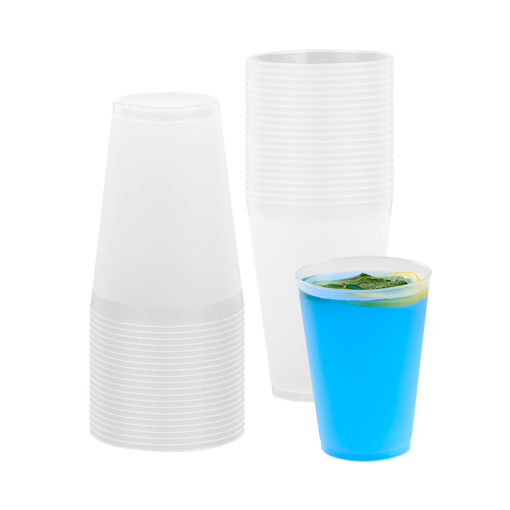Restaurantware Flexi Grip 12 Ounce Disposable Cups 25 Flexible Drinking Cups - Stackable Dishwashable Frosted Plastic Party Cups Serve Cold Drinks For