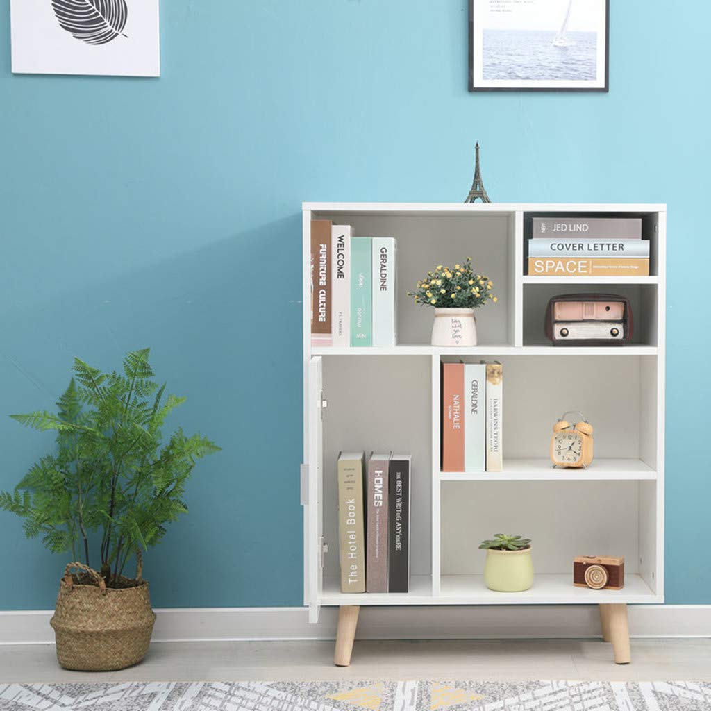 huijdew White Wood Bookcases Bookshelf Small Floor 5Shelf