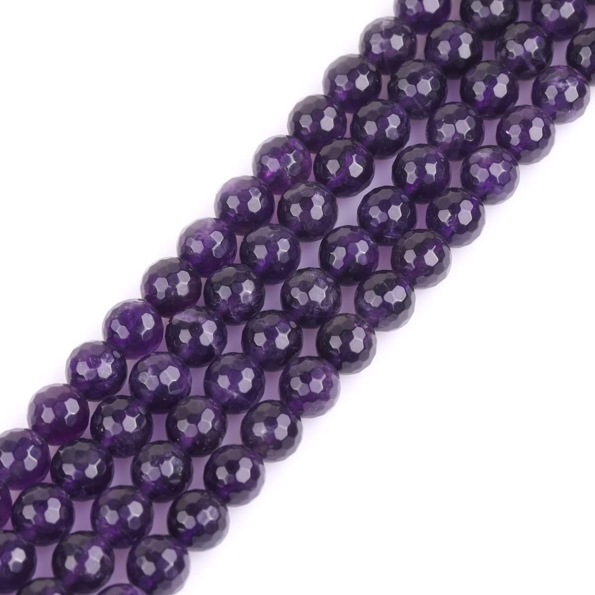 Gem-Inside 8mm Natural Purple Amethyst Quartz Genuine Crystal Precious Gemstone Faceted Spacer Beads for Jewelry Making Strand 15'' AA Grade — image 1
