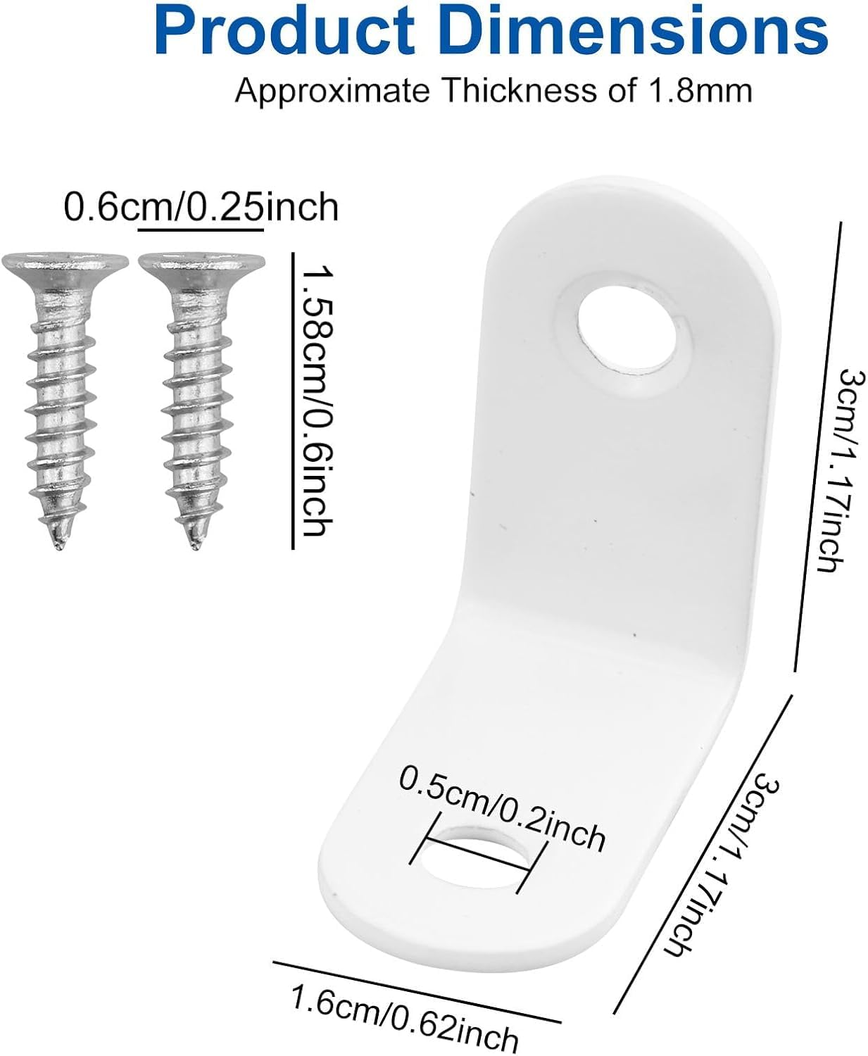 20 connettori ad angolo bianco, 30 x 30 x 16 mm, in acciaio inox, angolo metallico di 90 gradi, angolo piccolo con viti, a forma di L, angolo per mobili, sedie, tavoli, finestre, staffe angolari