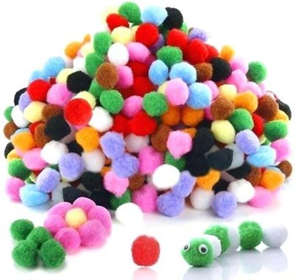 100 pcs. Mini 2cm. Assorted woolen Pompom Balls for Arts and Craft and Home Decor