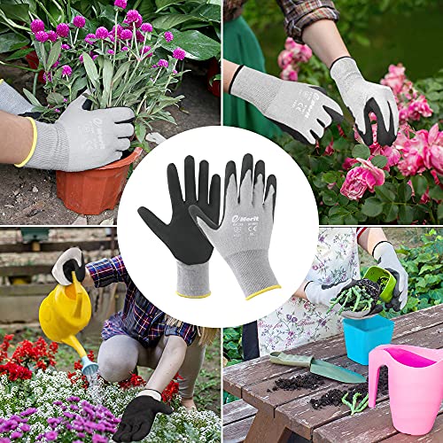 Emerit 2 Packs Bamboo Garden Gloves For Women, Nitrile Coated Working Glove For Gardening, Fishing, Clamming (L)… #TOP3