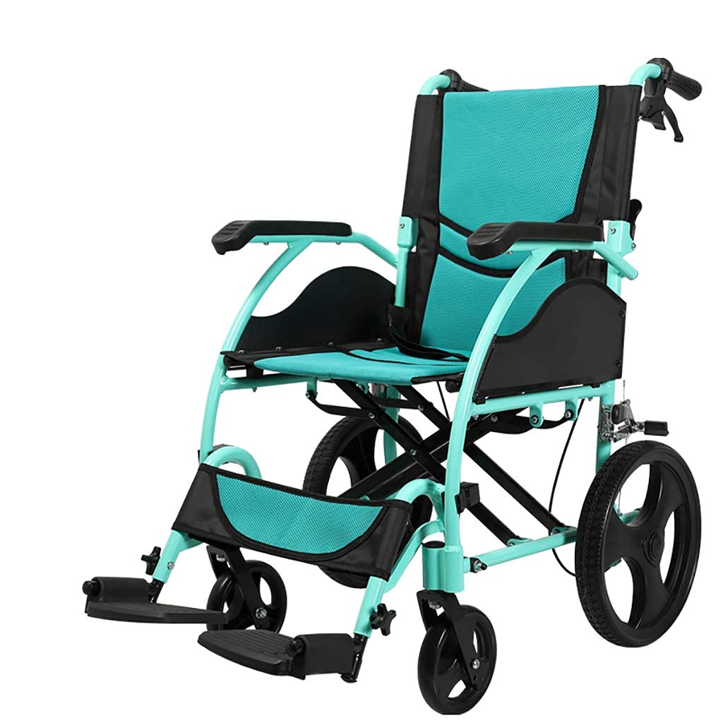 Silla de ruedas Manual plegable, freno de mano, marco de aluminio, ultraligera para adultos, carrito de Scooter para personas mayores con discapacidad