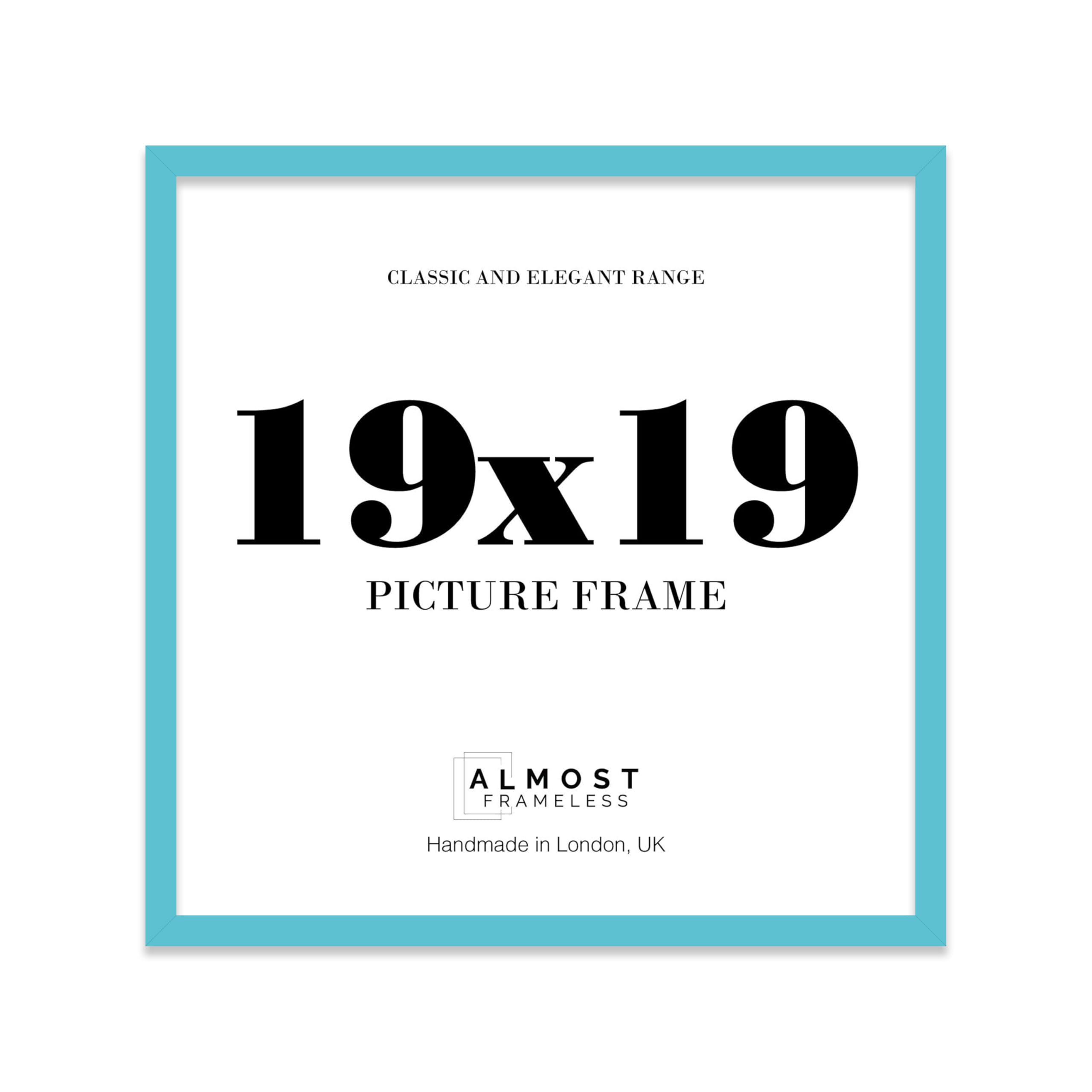 19x19 Turquoise Picture Frame for Square Photos, Posters, Prints & Artwork, (10.2 x 10.2cm) Wall Display Thin Edge Photo Frame for Home, Office, Gallery Wall, 1 Pack