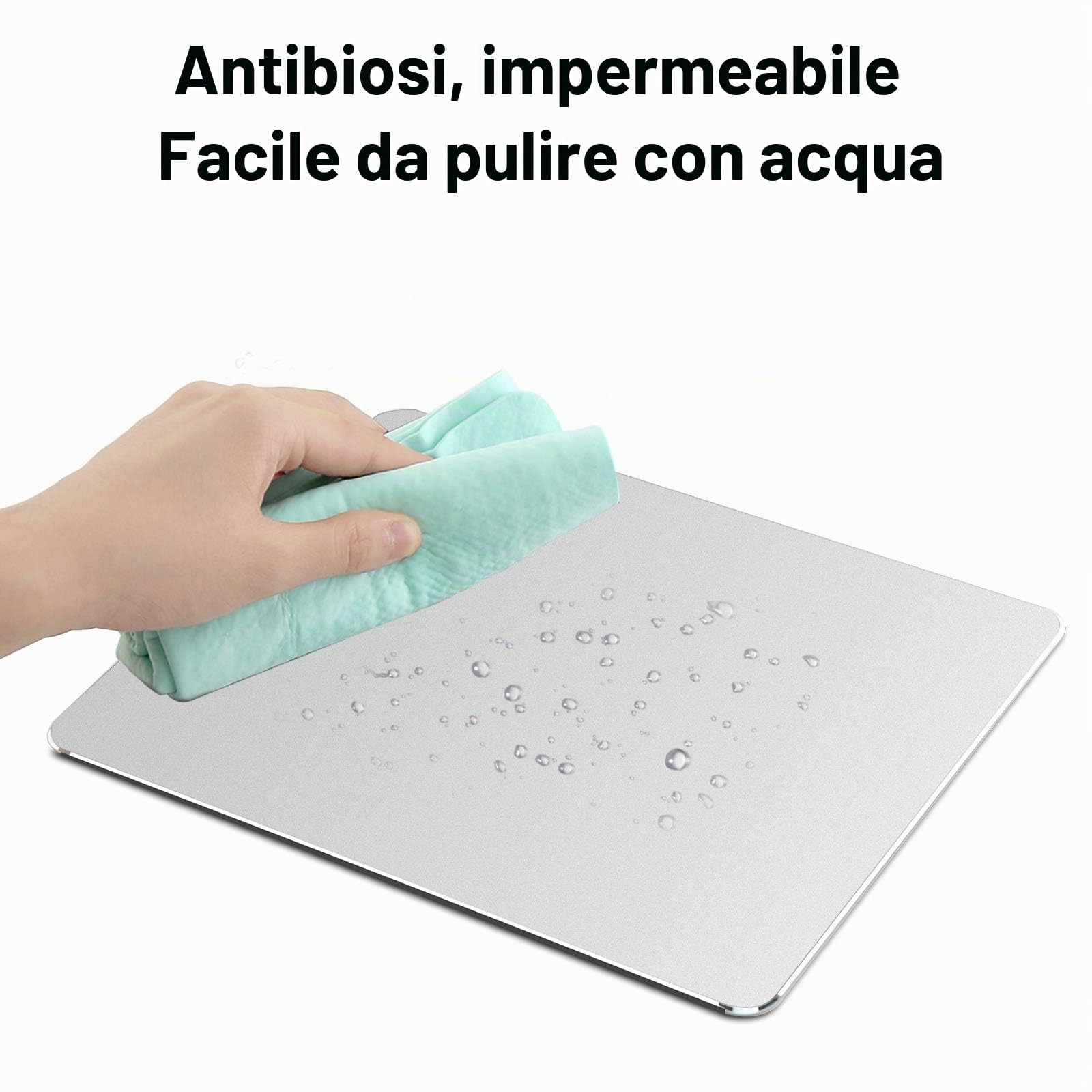 VAYDEER Tappetino per Mouse in Metallo e Alluminio, Rigido Impermeabile, doppia faccia, 23x18 cm Argento