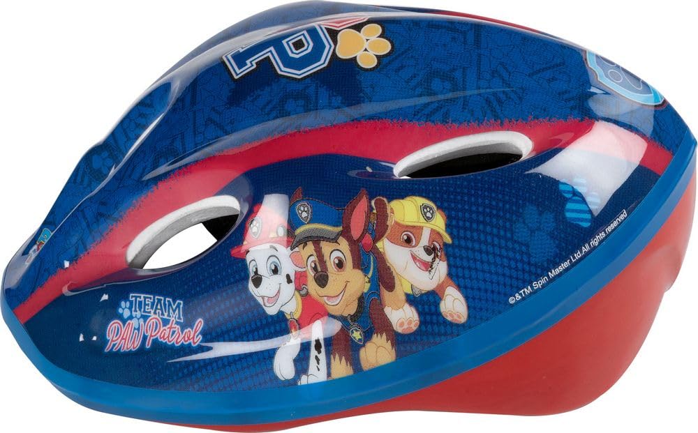 TataWay - Casque de vélo Enfant, Graphique Paw Patrol, Réglable 52-56 cm, Fermeture à Clip, Bleu, Taille 52-56 cm, Plastique
