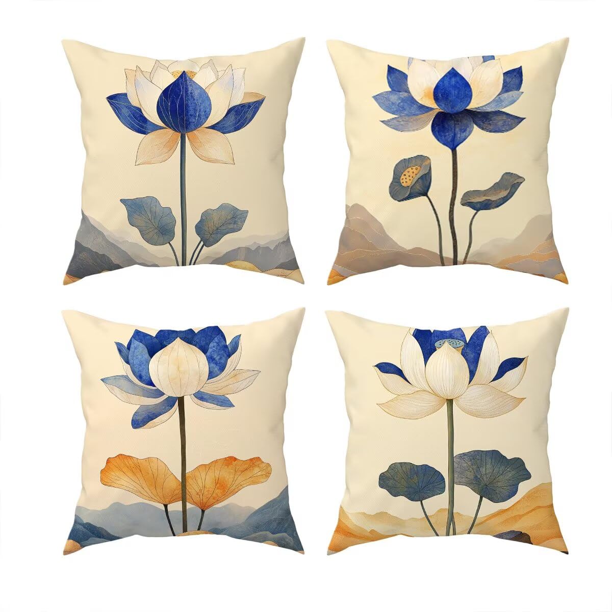 Housse coussin 65x65 anti-pluie taie lin étanche lot de 4