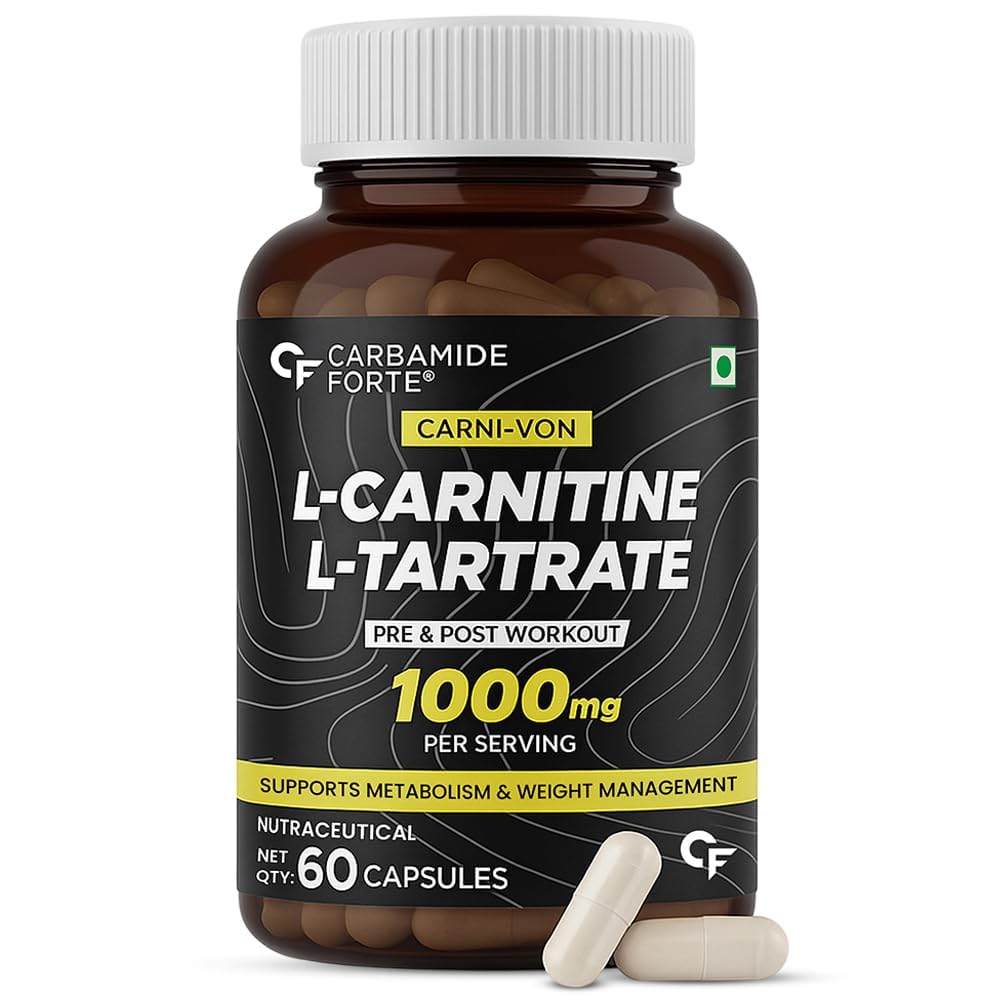 CF Carbamide Forte L Carnitine Supplement 1000mg Capsules for Men & Women | Pre Workout Supplement -Veg Capsules 60 Count
