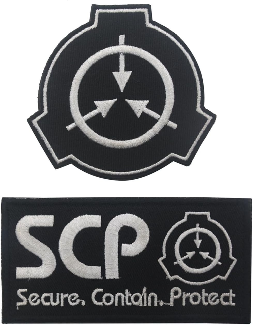 2 Pcs SCP, Compatible with Special Containment Procedures Foundation Logo Military Hook Loop Embroidered Patch