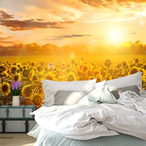 Amazon カスタム壁画3d壁紙美しい風景大草原のヒマワリの部屋の壁の寝室の家の装飾 250x170cm 壁紙 Amazon カスタム壁画3d壁紙美しい風景大草原のヒマワリの部屋の壁の寝室の家の装飾 250x170cm 壁紙
