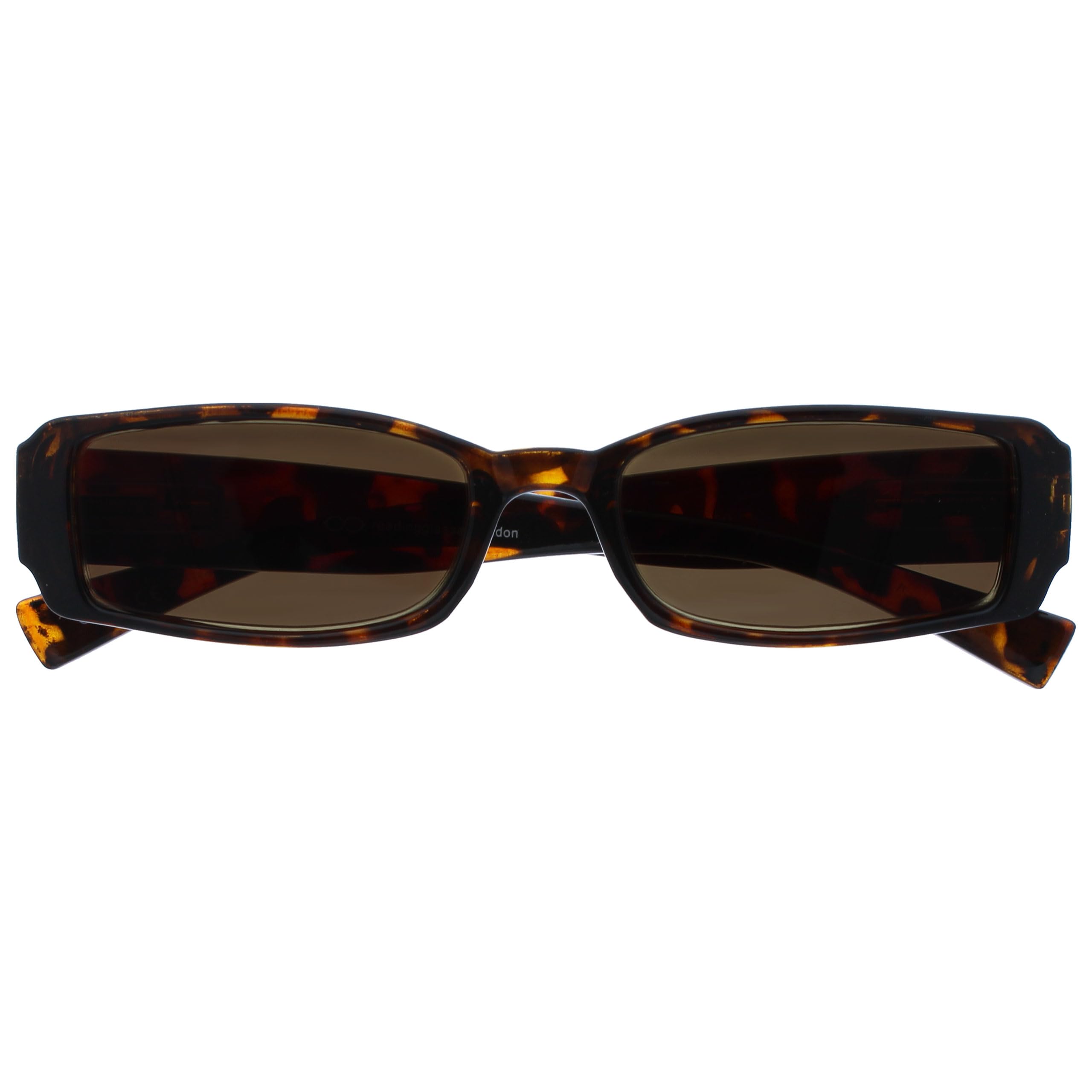 OPULIZE BOX Reading Sunglasses for Women Men - Stylish Rectangular Frame - Scratch Resistant Brown Tinted Lens with UV400 Protection - Brown Tortoiseshell UVSR +1.50