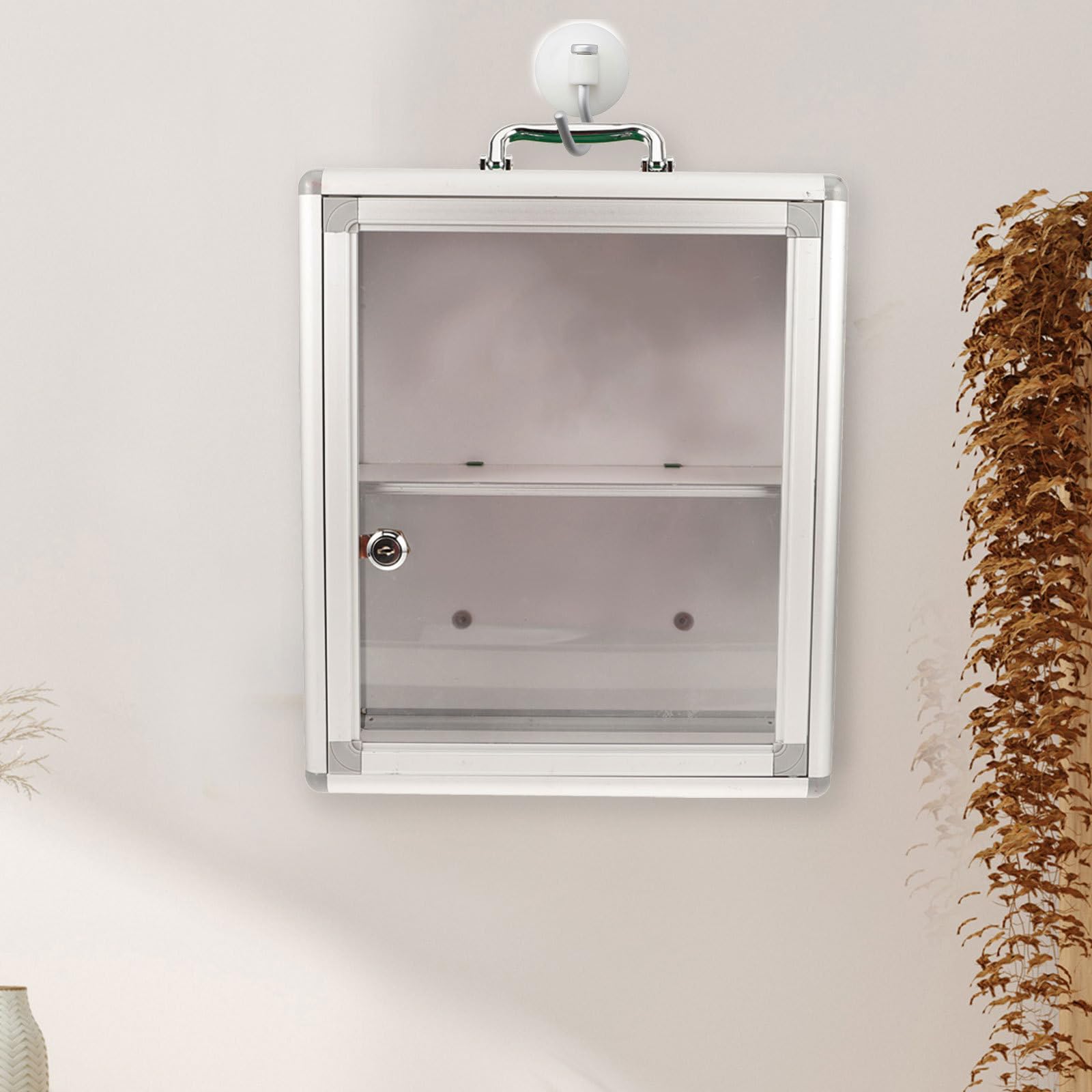Vaguelly Gabinete Botiquín Primeros Auxilios Montado Pared con Cerradura Caja Organizadora con Panel Transparente Diseño Multi Compartimentos para Almacenamiento Público y Doméstico