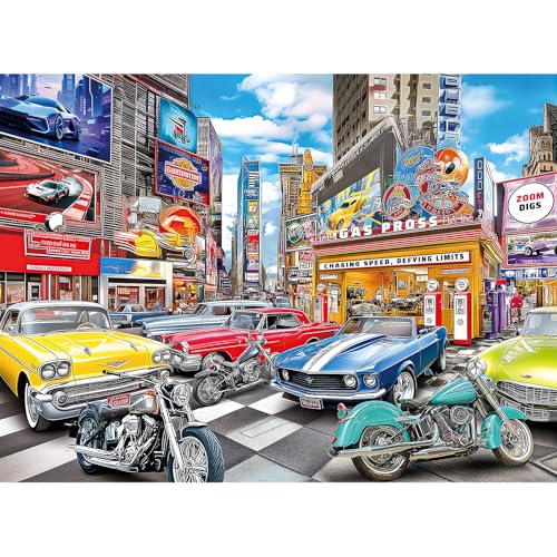 HQXXJW 300 Piece Puzzles for Adults, 300 Piece Puzzles for Adults Elderly Large Piece, Car Motorcycle Club Jigsaw Puzzle, Funny Gift for Adult Kids Senior Challenging Family Games Toy, 20.5 X 15 in
