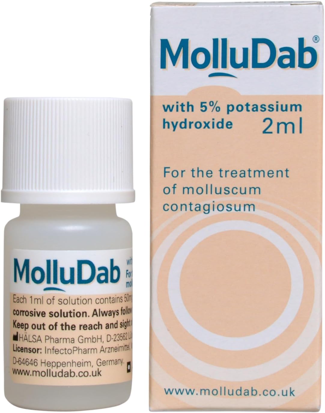 Molludab Molluscum Solution, with 5% Potassium Hydroxide to treat Molluscum Contagiosum, 2 ml