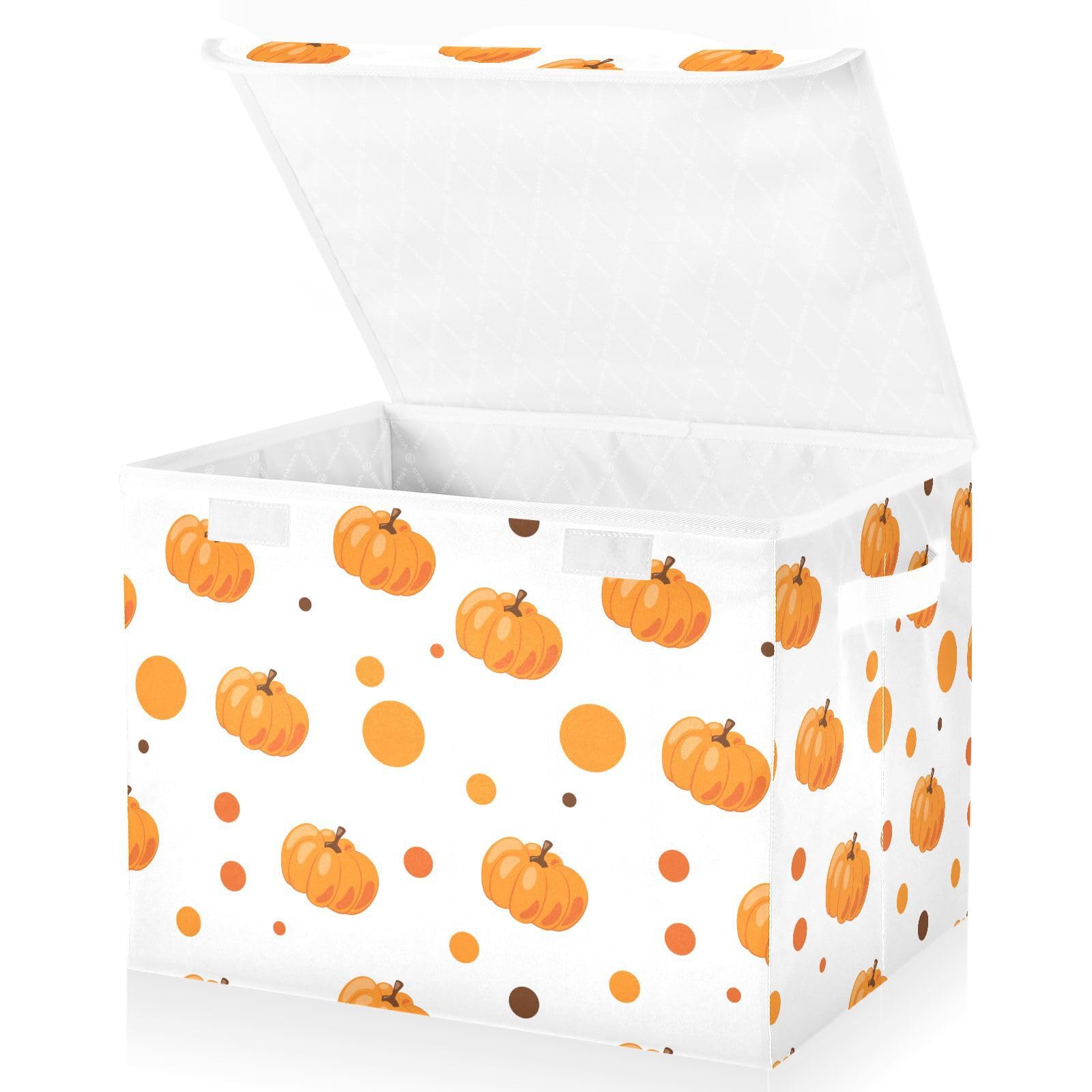 Panier de rangement pliable à couvercle citrouille d'automne pour organiser la maison