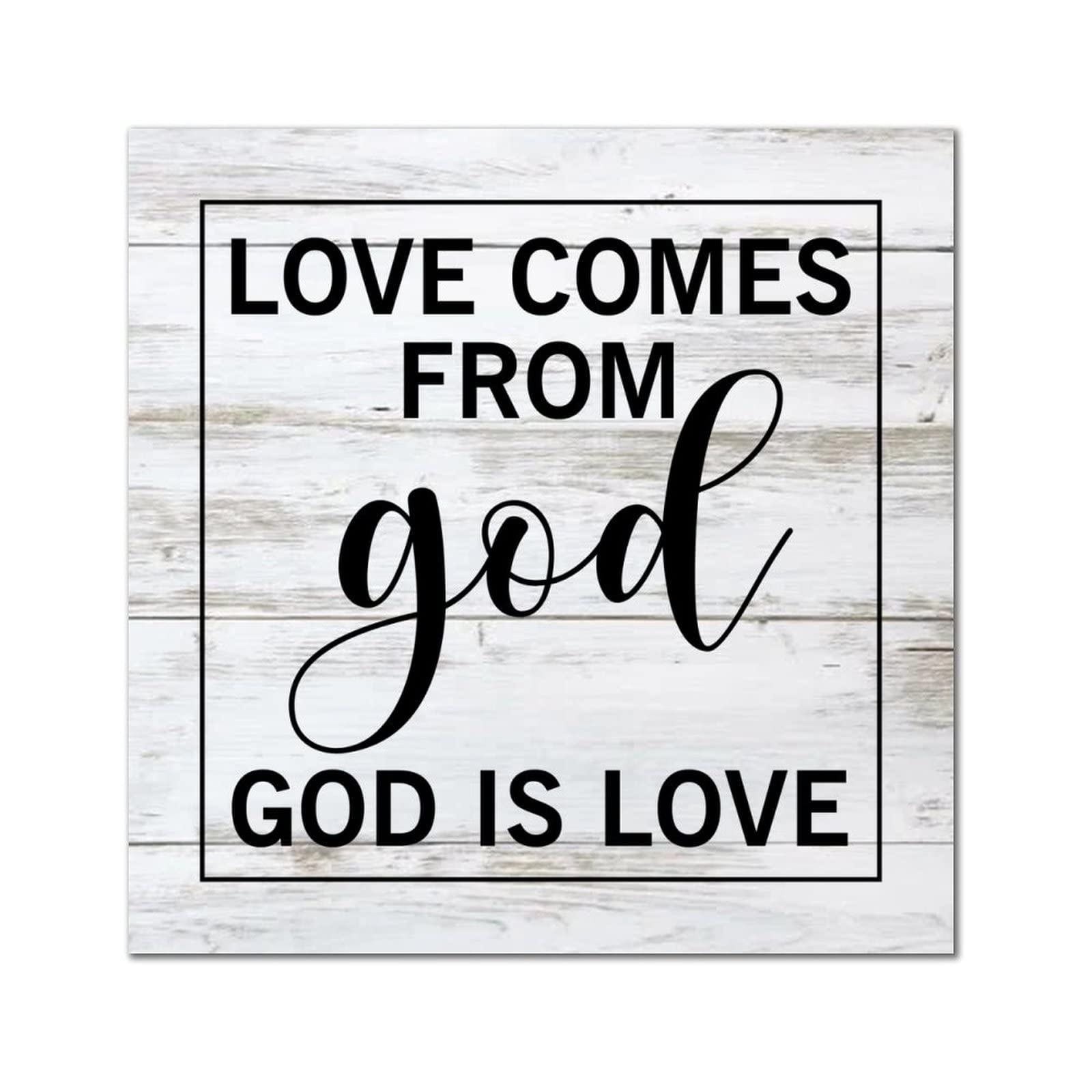 Plaque murale bois Love Comes from God idée cadeau pendaison crémaillère