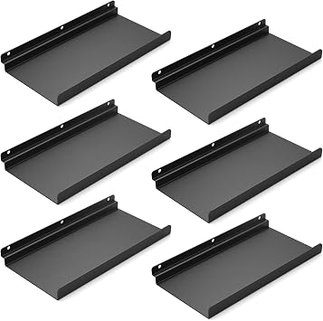 SNOGSWOG 6 PCs Inch Slatwall Shelves, 13X6 Inch Metal Slat Wall Shelves Accessories, Heavy Duty Slatwall Shelf, Retail Display for Storage and Organization, Black