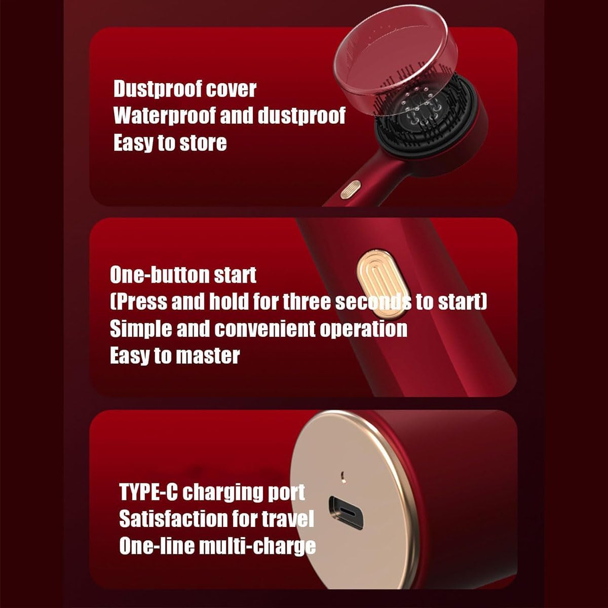Masajeador de Cabello, masajeador de Cabello con luz roja, Masaje de amasamiento de 360°, masajeador de Cuero cabelludo eléctrico de 3 velocidades