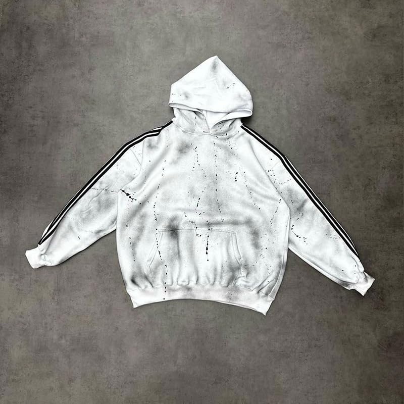 Men's Hoodie Printed Super Street Headwear Retro Hip Hop Y2k Sportswear Pocket Pullover (grey,L)2