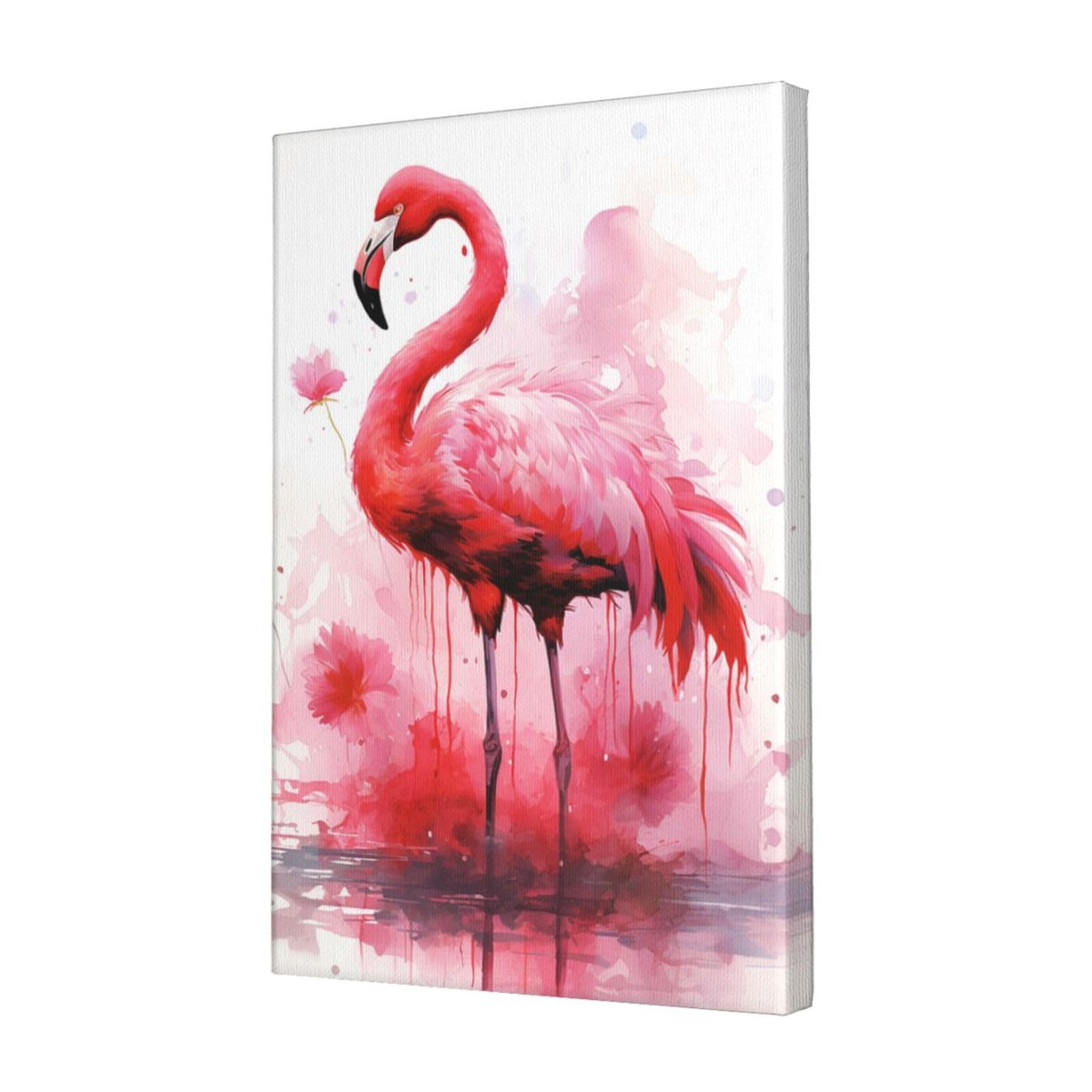 KLOPH Flamingo watercolor Canvas Wall Art for Living Room 12"x18" Modern Artwork Painting for Bathroom Hanging Canvas Prints Aesthetic Wallart for Bedroom Kitchen Office Wall Decor