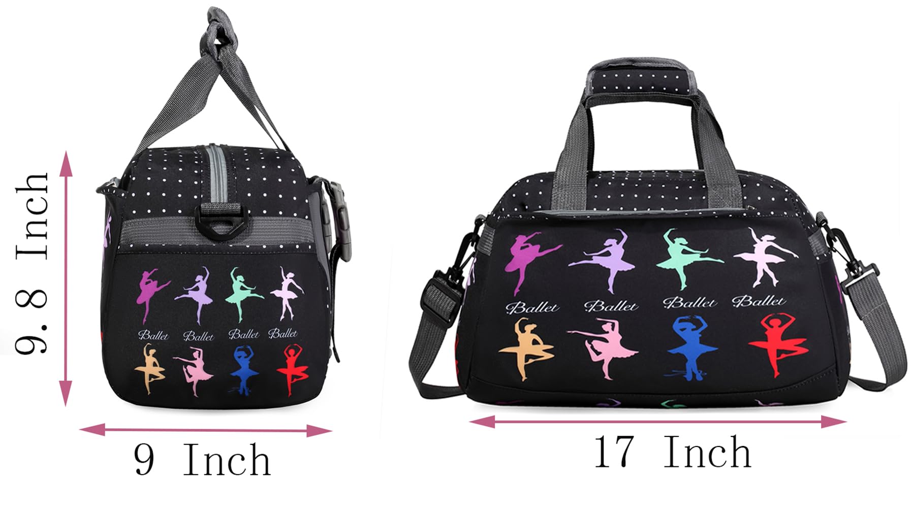 Dance Bag,Ballet Bag,Dance Bags for Girls,Small Gym Bag,Small SportsBag (Dancer, L) - Image 4