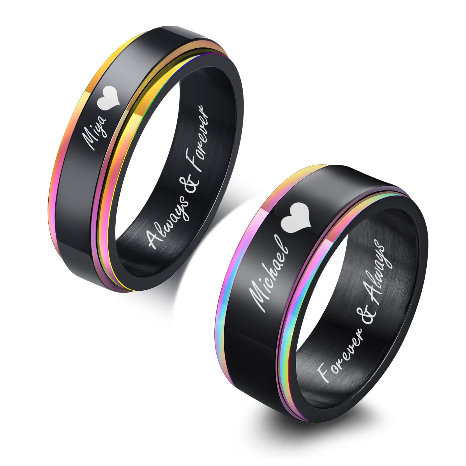 Personalised Couple Rings Custom Engrave Tungsten Stainless Steel