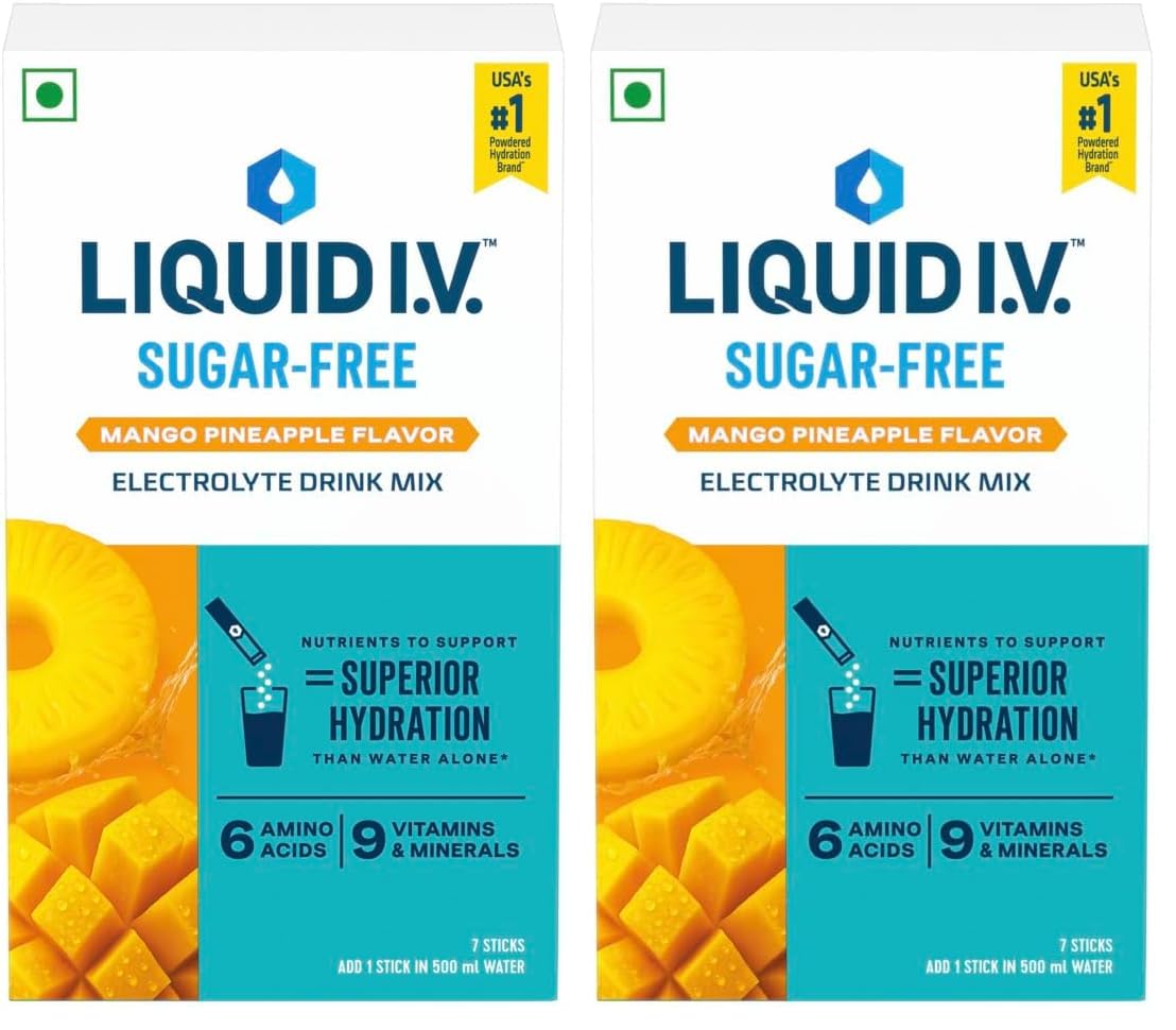 Liquid I.V. Sugar Free - Mango Pineapple | 7 Sticks : 3.5L Water | Electrolyte Drink Mix Powder 10g |Sodium, Potassium & Magnesium Hydration Drink|No Sugar (Pack of 2)-image-27